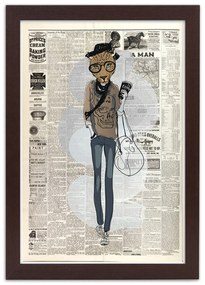 Gario Poszter Absztrakt leopárd egy újság hátterén A keret színe: Fehér, Méret: 20 x 30 cm