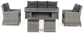 Szürke műrattan hatszemélyes kerti lounge szett Ariel – Bizzotto