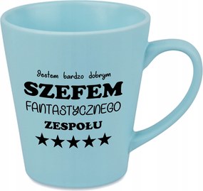 Latte bögre matt kék 300ml vicces kütyü ajándék csapatfőnök