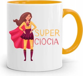 Sárga Bögre Ajándék Néniknek Szuper Néni nyomott mintával