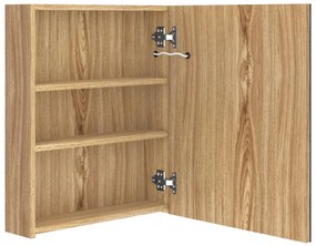 tölgyszínű LED-es tükrös fürdőszobaszekrény 50 x 14 x 60 cm