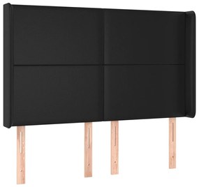 fekete műbőr LED-es fejtámla 147x16x118/128 cm