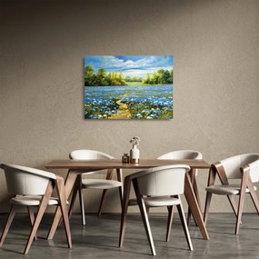 Kép - ösvény a mezőn, olajfestmény (üvegen) (70x50 cm)