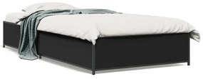 fekete szerelt fa és fém ágykeret 90 x 200 cm