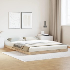 Földi ágykeret Természetes 140 x 210 cm Tömör fenyőfa