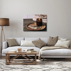 Üveg kép - Égő gyertya (70x50 cm)