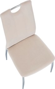Étkezőszék, bézs Dulux Velvet szövet/króm, OLIVA NEW