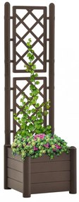 Mokkaszínű polipropilén rácsos kerti ültető 43 x 43 x 142 cm