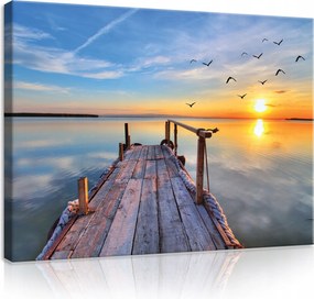 Vászon Falikép Naplemente Modern Tó Híd 100x70