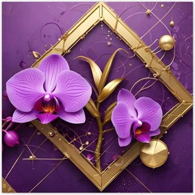 Poszterek 30x30 Lila orchideák és arany