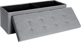 Összecsukható vászon tárolópuff, szürke 110x38x38cm