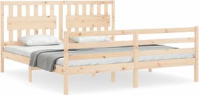 vidaXL tömör fa ágykeret fejtámlával Super King Size