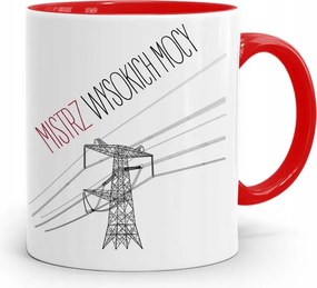 Piros Bögre Villanyszerelőnek Nagy Teljesítményű Mester, fényképes nyomtatással