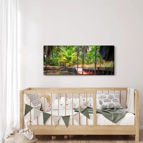 Kép - Fából készült hajó a csatornán, Thaiföld (120x50 cm)