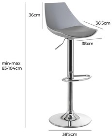 Szürke bőr utánzat állítható magasságú bárszék szett 2 db-os (ülésmagasság 56,5 cm) – Casa Selección