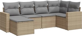 vidaXL 6 részes bézs polyrattan kerti ülőgarnitúra párnával