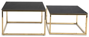 Dohányzóasztal szett fekete márvány/arany színben. TENOR