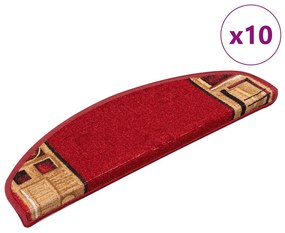 10 db piros öntapadó lépcsőszőnyeg 65x21x4 cm