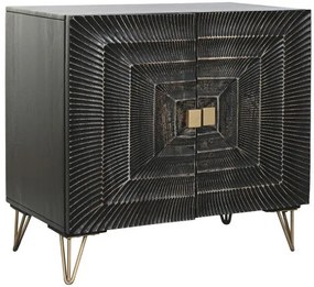 Mandala mintás fekete tálalószekrény arany antikolással mangófa