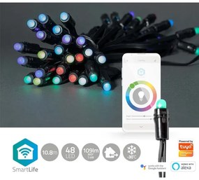 Nedis WIFILP01C48 - LED RGB Kültéri karácsonyi lánc 48xLED 13,8m IP65 Wi-Fi Tuya