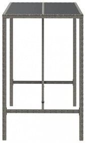 szürke polyrattan üveglapos bárasztal 110 x 70 x 110 cm