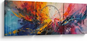 Kép - Színes absztrakció (órával) (90x30 cm)