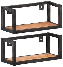 2 db tömör akácfa fali polc 40 cm