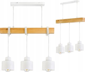 Lámpa fa függeszték mennyezeti Csillár Túlnyúlás Loft Fehér Bögre 3xE27