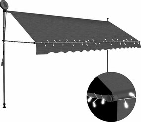 vidaXL antracitszürke kézzel kihúzható LED-es napellenző 400 cm