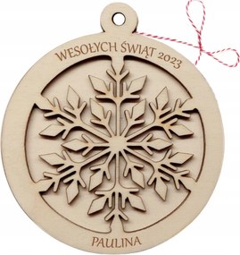 Fa Karácsonyfadísz Névfelirattal Ajándék Hópehely