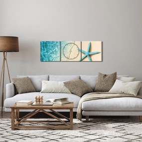 Kép - Tengeri csillag a tengerparton (órával) (90x30 cm)