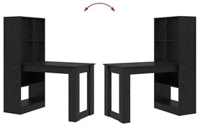 Asztal polcokkal Musta tammi 122 x 67 x 145 cm Faanyag
