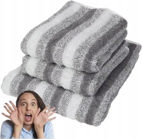 3 Db-os Fürdőlepedő Szett Fekete-fehér Prémium Pamut Törölköző