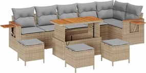 vidaXL Kerti Kanapé Szett párnával 10 pcs Beige és Világosszürke