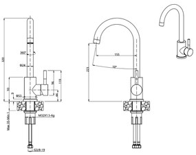 Samona - 32 cm-es gránit mosogató csaptelep/fekete