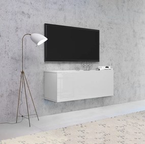 TV-szekrény fehér/magasfényű fehér színkombinációban VIVIEN 01