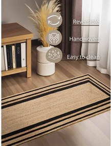 Fekete-natúr színű kétoldalas-kézi szövésű juta futószőnyeg 70x200 cm Jutta – Hanse Home