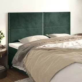 4 db sötétzöld bársony fejtámla 100x5x78/88 cm