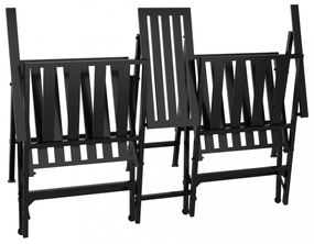 kétszemélyes fekete acél összecsukható kerti pad 137 cm