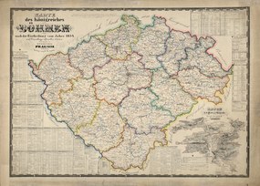 Régi terv Csehország 1854 méret 50x40cm
