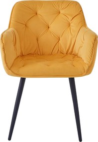 Dizájnos fotel, sárga Velvet szövet, FEDRIS NEW