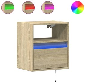 sonoma tölgy színű fali TV-szekrény LED-ekkel 41x31x45 cm