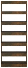 füstös tölgy színű fa könyvszekrény/térelválasztó 80x30x198 cm
