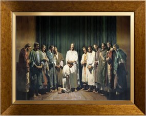 Jézus Az Apostolokkal Szakrális Vászonkép Arany Díszkeretben 30X40