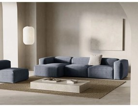 Szürkéskék kordbársony sarokkanapé (bal oldali-heverő résszel) Bergano – Cosmopolitan Design