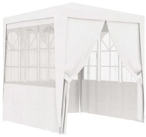 fehér rendezvénysátor oldalfalakkal 2,5 x 2,5 m 90 g/m²