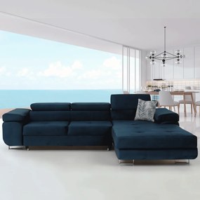 Sarokülőgarnitúra, kék, jobbos kivitel, AMARETA