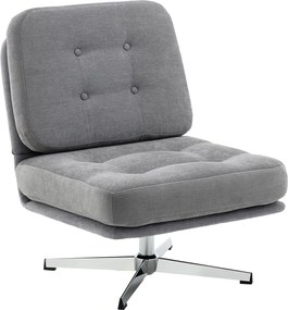 HOMCOM 360° forgó chenille pihenőfotel — extra széles, párnázott olvasófotel fém lábakkal, világosszürke | Aosom