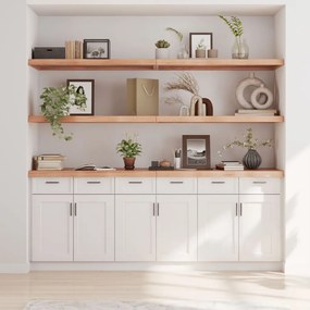 világosbarna kezelt tömör tölgyfa fali polc 220 x 50 x (2-6) cm