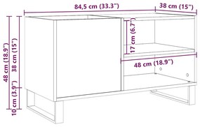 antik fa színű szerelt fa hanglemezszekrény 84,5x38x48 cm